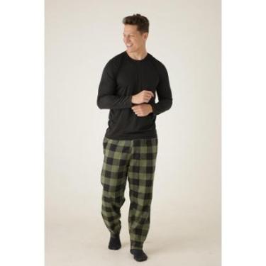 Imagem de Pijama Masculino Longo Xadrez Frio Inverno Flanela-Masculino