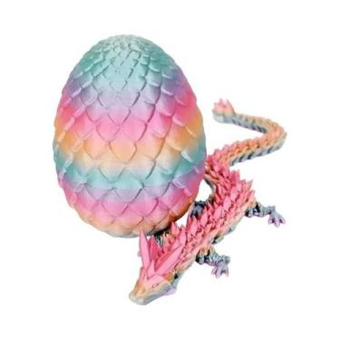 Imagem de Dragão Impresso Em 3D De 22cm Com Ovo De Dragão De 8,5cm, Figurinha De