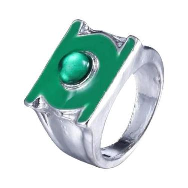 Imagem de Anel Masculino Banhado a Prata Com Lanterna Verde, Joias Charmosas De 