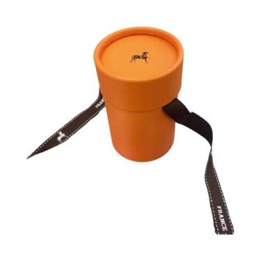 Imagem de Caixa De Presente Cilíndrica Para Lenço De Seda Laranja, Embalagem Pre