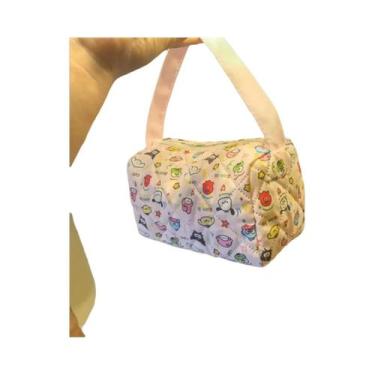 Imagem de Bolsa De Maquiagem De Algodão Xadrez Com Grande Capacidade, Organizado