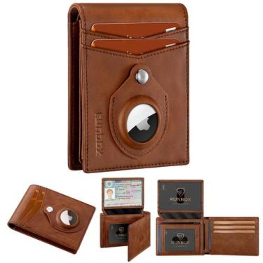 Imagem de Cartera RUNBOX Airtag Slim de Cuero RFID para 15 Tarjetas, 1.5 cm