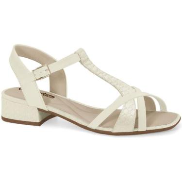 Imagem de Sandália Feminina Conforto Salto Baixo Creme Comfortflex 2555407-4 -, 