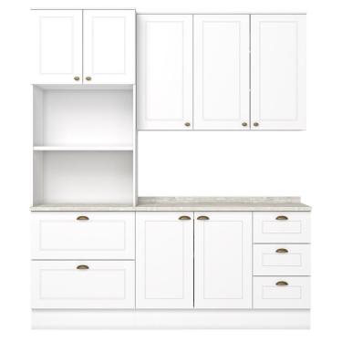 Imagem de Cozinha Modulada Americana 3 Peças Com Torre Quente 2 Fornos Branco/calcare - Móveis Henn Branco/calcare