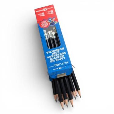 Imagem de Kit 72 Lápis Escolar HB com Borracha Corpo Preto Resistente - 00002761