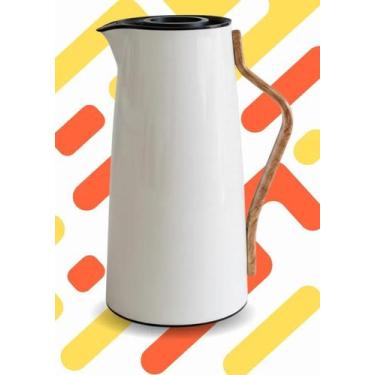 Imagem de Garrafa Térmica 1 Litro Inox Branca  Ideal para Café, Chá e Água - Leh