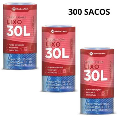 Imagem de Kit 3 rolos saco p/ lixo fundo reforçado 30l members mark pacote com 1