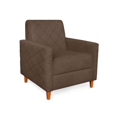 Imagem de Poltrona Liana Veludo Marrom Pés De Madeira - Pallazio