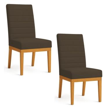 Imagem de Kit 2 Cadeiras De Jantar Solana Veludo Base De Madeira - Pallazio Cor Marrom