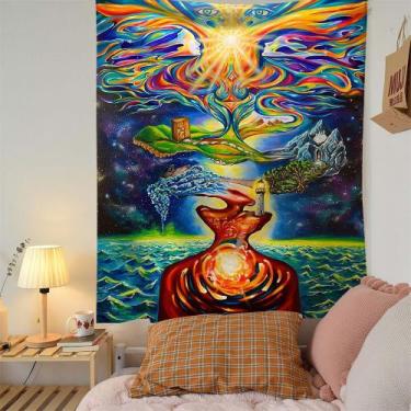 Imagem de Tapeçaria, arte abstrata hippie, pintura, parede 150x130cm - yiweisai