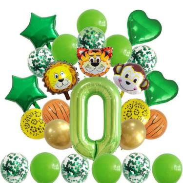 Imagem de Kit de balão Tiger Lion Latex Foil 28 unidades para festa - yiweisai