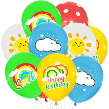 Imagem de Kit de balões de festa Rainbow Cloud Sun Print 10 unidades - yiweisai