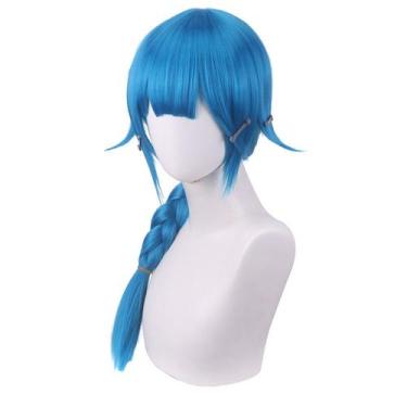 Imagem de Peruca de cosplay Jinxs Anime Costume Festa de Halloween 40cm - yiweis
