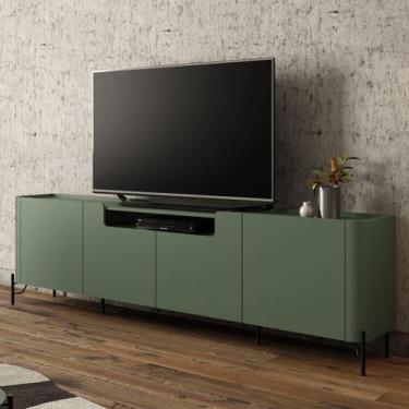 Imagem de Rack com 4 Portas Lisas 220cm para Sala 100% MDF Pés Metal - Casa Lar 