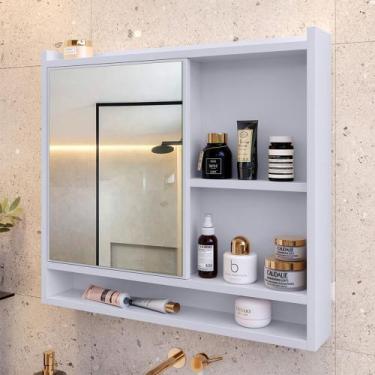 Imagem de Espelheira Para Banheiro Lavabo com Espelho com Nicho e 1 Porta Aqua B