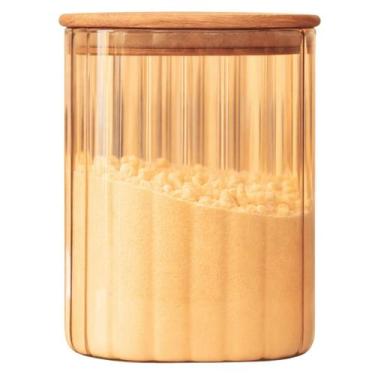 Imagem de Pote de Vidro Hermético Borossilicato Canelado Âmbar 850ml Mantimentos