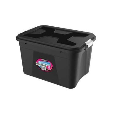 Imagem de Caixa Organizadora Multiuso com Tampa e Travas Plásticas Cor Preta - U