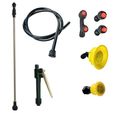 Imagem de Lança Completa Pulverizador Brudden 20l SS20B Com Gatilho E Mangueira + Kit Bicos Leque Cônico Espelhado 4 e 5 furos Peças Reposição Bomba Costal Veneno