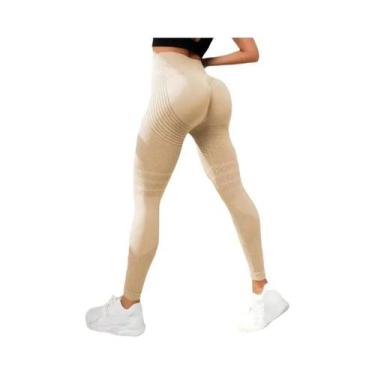 Imagem de Calças De Yoga Femininas De Cintura Alta Sem Costura, Leggings Slim Qu