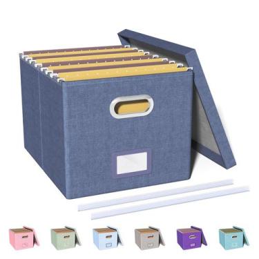 Imagem de Caixa organizadora de arquivos Oterri Filing com tampa para carta/azul