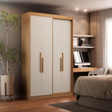 Imagem de Guarda Roupa Solteiro 4 Portas e 2 Gavetas 100% MDF Manila Cedro/Off W