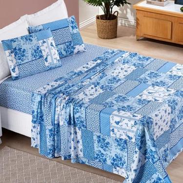 Imagem de Jogo de Cama Solteiro Bouti 03 Peças - BIA ENXOVAIS, Azul Sereno