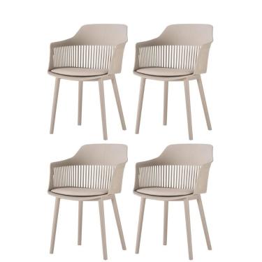Imagem de Kit 4 Cadeiras Marcela Rivatti Almofada Em Pu Polipropileno Nude