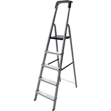 Imagem de Escada em Alumínio 5 Degraus, 150 kg, Esc0025 Botafogo