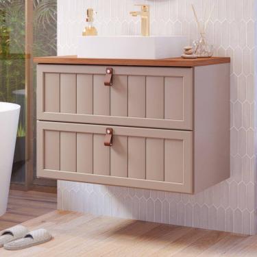 Imagem de Gabinete Suspenso para Banheiro com Cuba Ketlyn Espresso Móveis Cappuccino