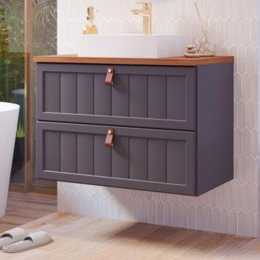 Imagem de Gabinete Suspenso para Banheiro com Cuba Ketlyn Espresso Móveis Titânio