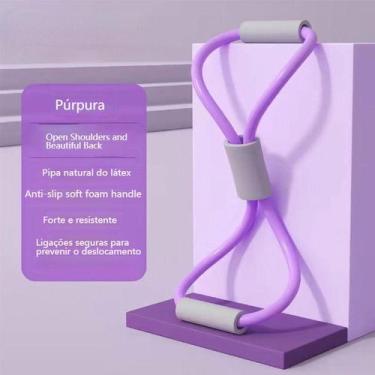 Imagem de ROXO e ROSA Elastico 8 Para Malhar Extensor Academia Treino Pilates Fi