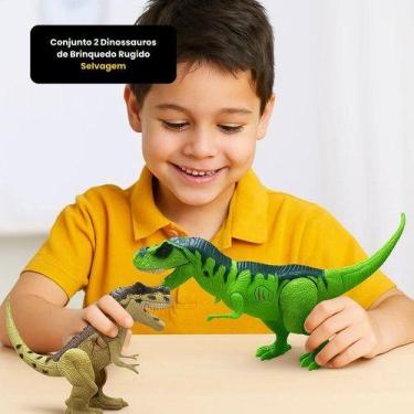 Imagem de Conjunto 2 Dinossauros de Brinquedo Rugido Selvagem - UNIK