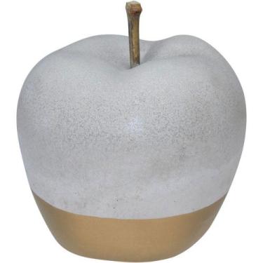 Imagem de Adorno Decorativo Enfeite Home&co Maça Cimento 12x9x9cm Cinza - HOME &