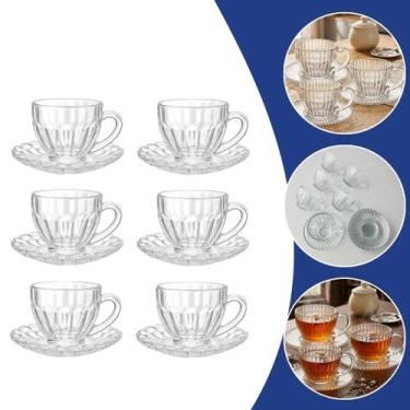 Imagem de Conjunto de 6 xícaras para Chá e Café em Cristal Siena 210ml com Pires
