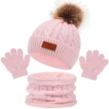 Imagem de Kit inverno infantil gorro cachecol luva bebê touca de lã - Modas Fagu