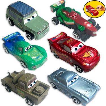 Imagem de Carrinhos de Brinquedo Carros Relâmpago Mcqueen Kit 8 com Movimento nas Rodinhas e Olho...
