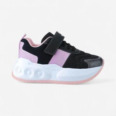Imagem de Tênis Infantil De Rodinhas Bibi Skatenis Preto com Lilás, Preto, Lilás