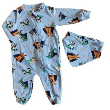 Imagem de Macacão bebê/infantil cotton estampado 2 peças - macacão e bandana - S