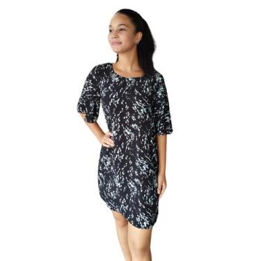 Imagem de Vestido Curto Fluido Estampado Lez A Lez, Preto, Azul, M
