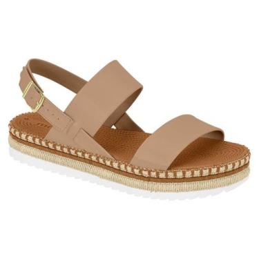 Imagem de Sandália Fem Duas Tiras Flatform Fivela Metal Moleca 5447518, Nude, 35