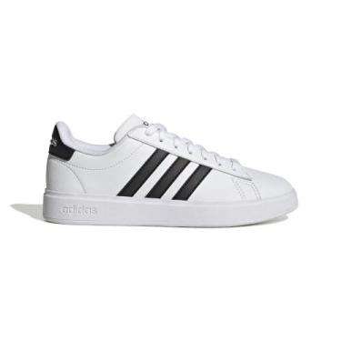 Imagem de Tênis Adidas Grand Court Cloudfoam Feminino, Branco, Preto, 35