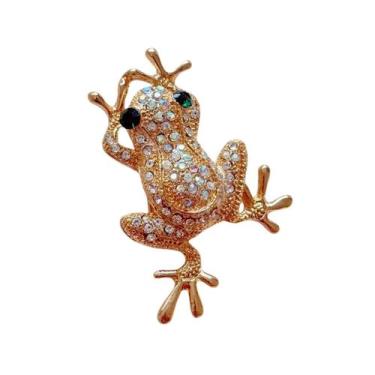 Imagem de Broche Sapo com Pedras Brilhantes e Olhos Verdes - - Pistache Acessóri