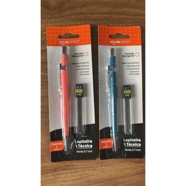 Imagem de Kit Lapiseira Técnica 0.7mm com Grafites Hexagonal OEM Jocar Office 3 Peças Rosa e Azul