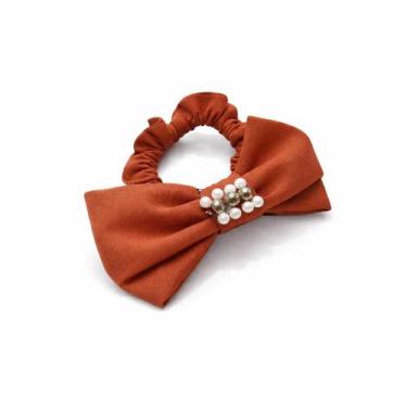 Imagem de Scrunchie laço com pérola xuxinha elástico de cabelo rabicó - PAWLUK, 