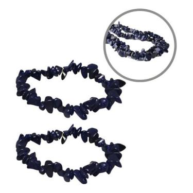 Imagem de Kit 2 Pulseira Cascalho Pedra Estrela Elástica Pedra Natural - Lótus B