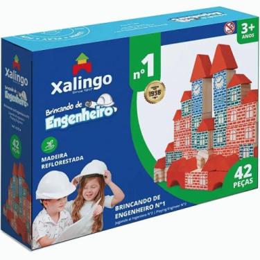 Imagem de Blocos Pedagógicos Brincando de Engenheiro 42 Peças - Xalingo