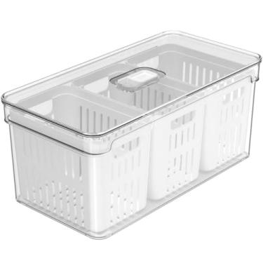 Imagem de Ou Organizador de Geladeira com Cesto Triplo 5L Linha Clear Fresh