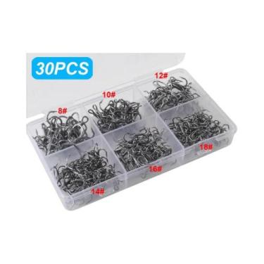 Imagem de Anzóis Triplos De Ângulo Pequeno 30 Peças 8-18  Kit De Iscas De Pesca 