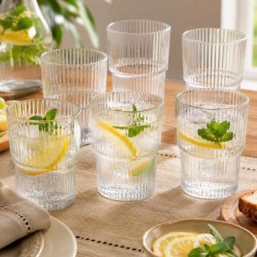 Imagem de Jogo De Copos Baltic 6 Peças 450ml Vidro Canelado Suco Agua - DOLCE HO