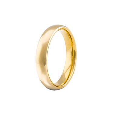 Imagem de Aliança Banhada Ouro18k Tradicional 4mm Tungstênio (Amarelo, 16)